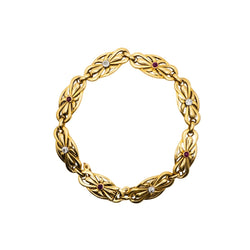 Bracelet Maille en or jaune, rubis et diamants - Castafiore