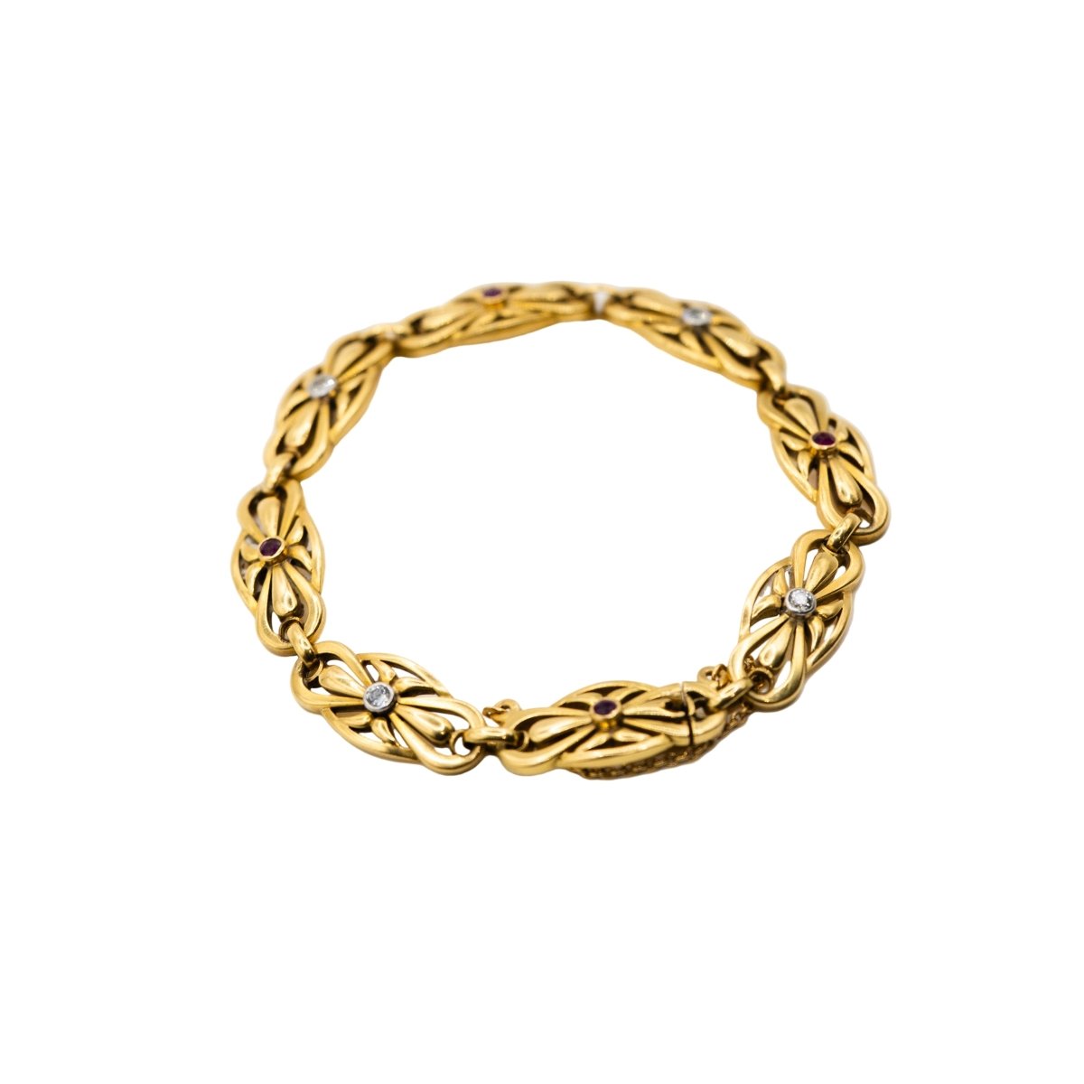 Bracelet Maille en or jaune, rubis et diamants - Castafiore