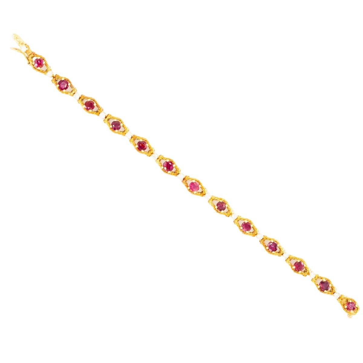 Bracelet Maille en or jaune, rubis et diamants - Castafiore