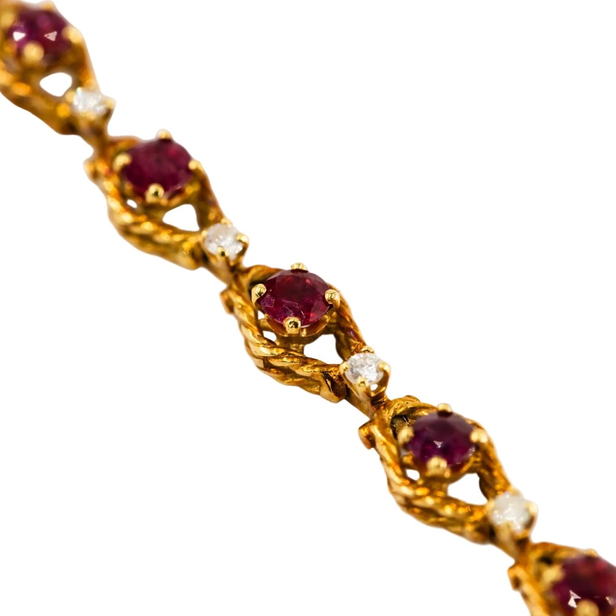 Bracelet Maille en or jaune, rubis et diamants - Castafiore