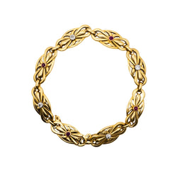 Bracelet Maille en or jaune, rubis et diamants - Castafiore