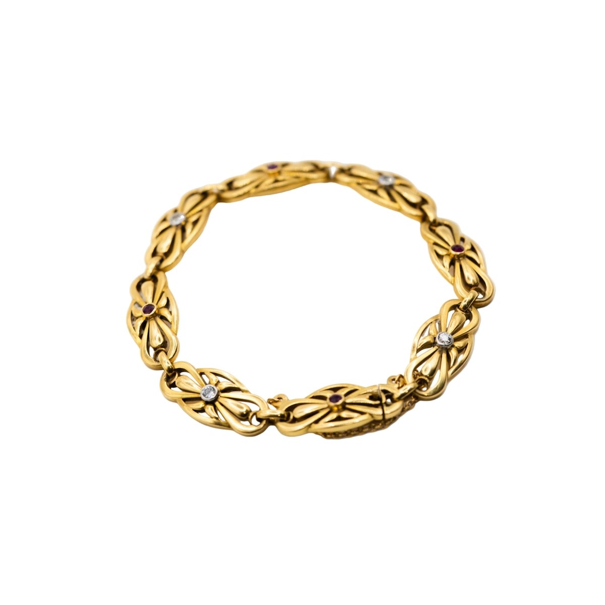 Bracelet Maille en or jaune, rubis et diamants - Castafiore