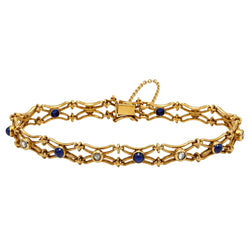 Bracelet Maille en or jaune, saphirs et diamants - Castafiore