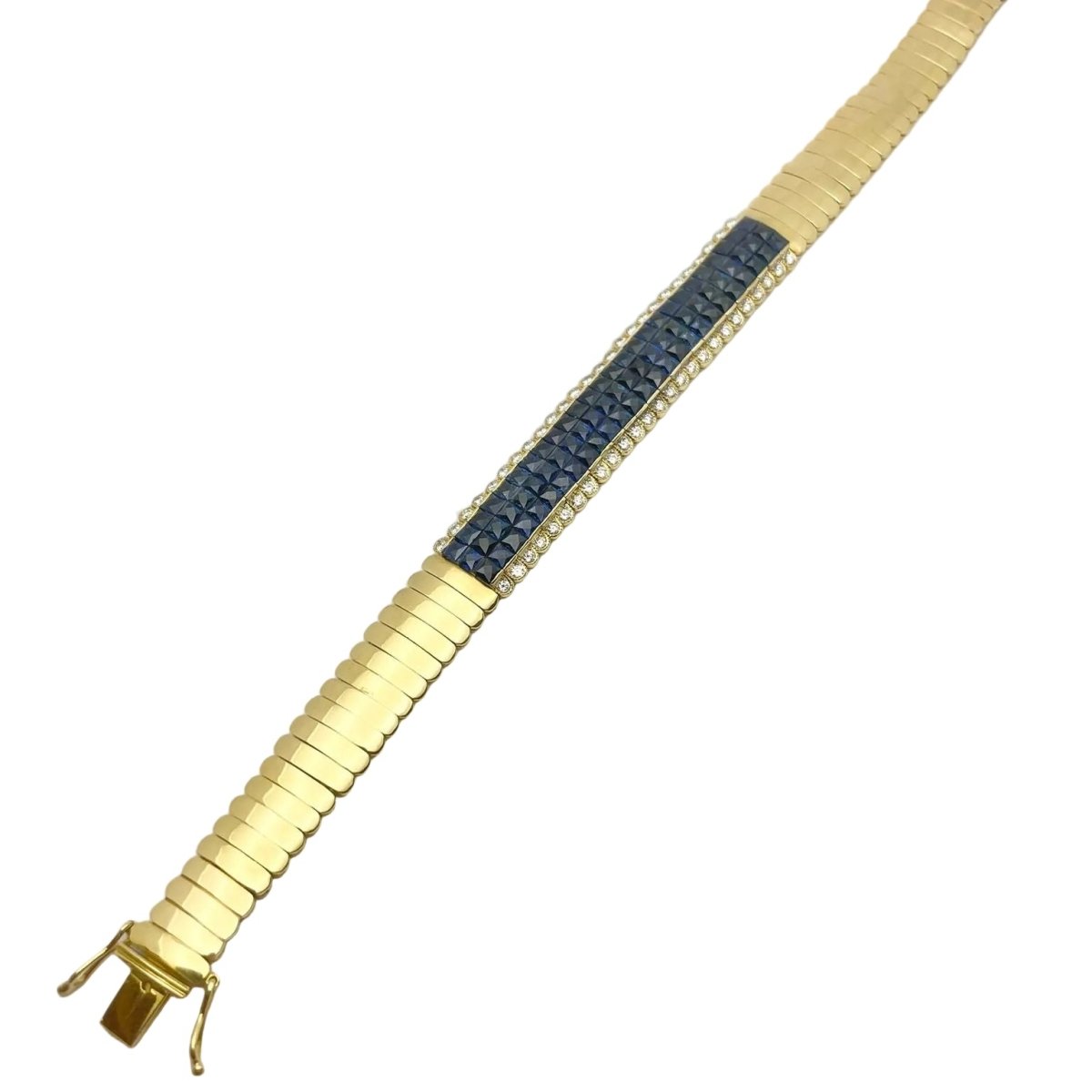 Bracelet Maille en or jaune, saphirs et diamants - Castafiore