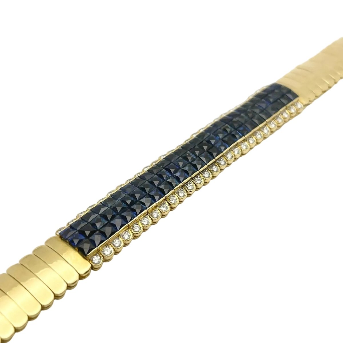 Bracelet Maille en or jaune, saphirs et diamants - Castafiore