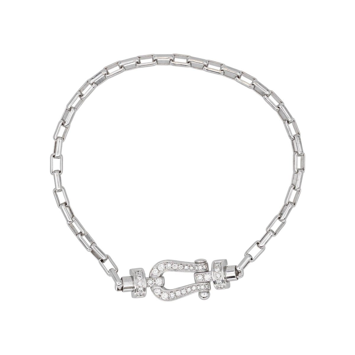 Bracelet Maille FRED "Force 10" en or blanc et diamants - Castafiore