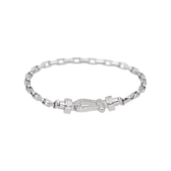 Bracelet Maille FRED "Force 10" en or blanc et diamants - Castafiore