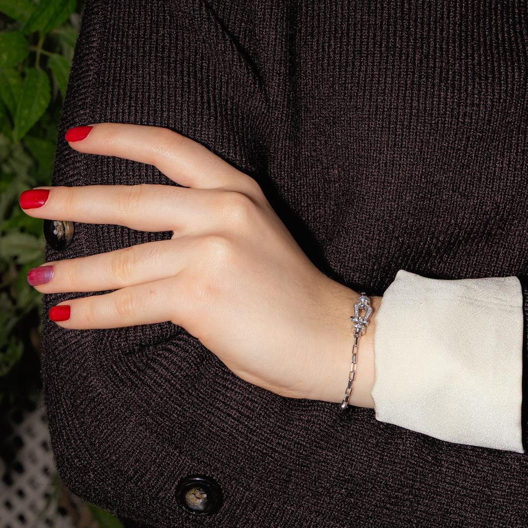 Bracelet Maille FRED "Force 10" en or blanc et diamants - Castafiore