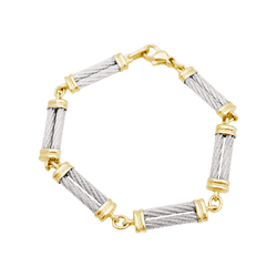 Bracelet Fred, "Force 10", in yellow gold, steel.