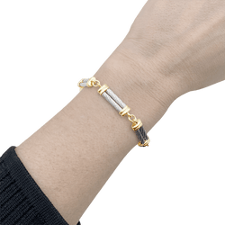 Bracelet Fred, "Force 10", in yellow gold, steel.