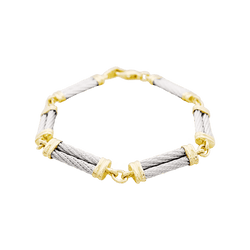 Bracelet Fred, "Force 10", in yellow gold, steel.
