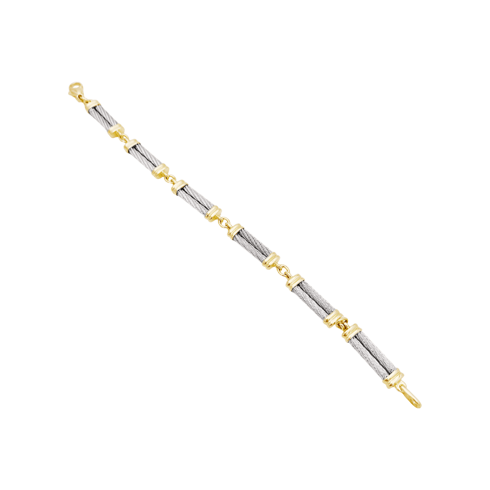 Bracelet Fred, "Force 10", in yellow gold, steel.