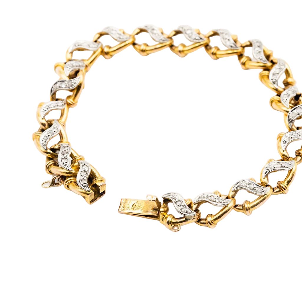 Bracelet Maille "Gilliane" en or jaune, or blanc et diamants - Castafiore