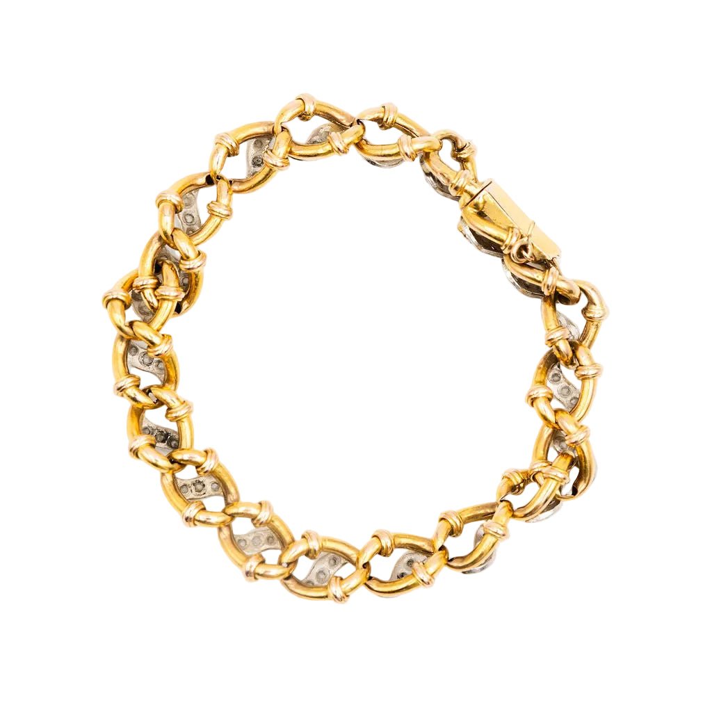 Bracelet Maille "Gilliane" en or jaune, or blanc et diamants - Castafiore