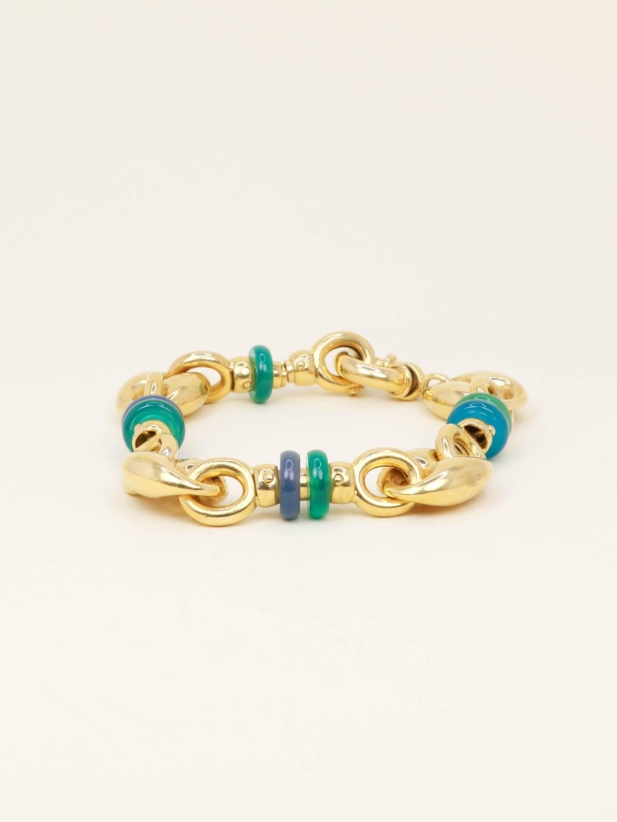 Bracelet maille grain de café or jaune agate - Castafiore