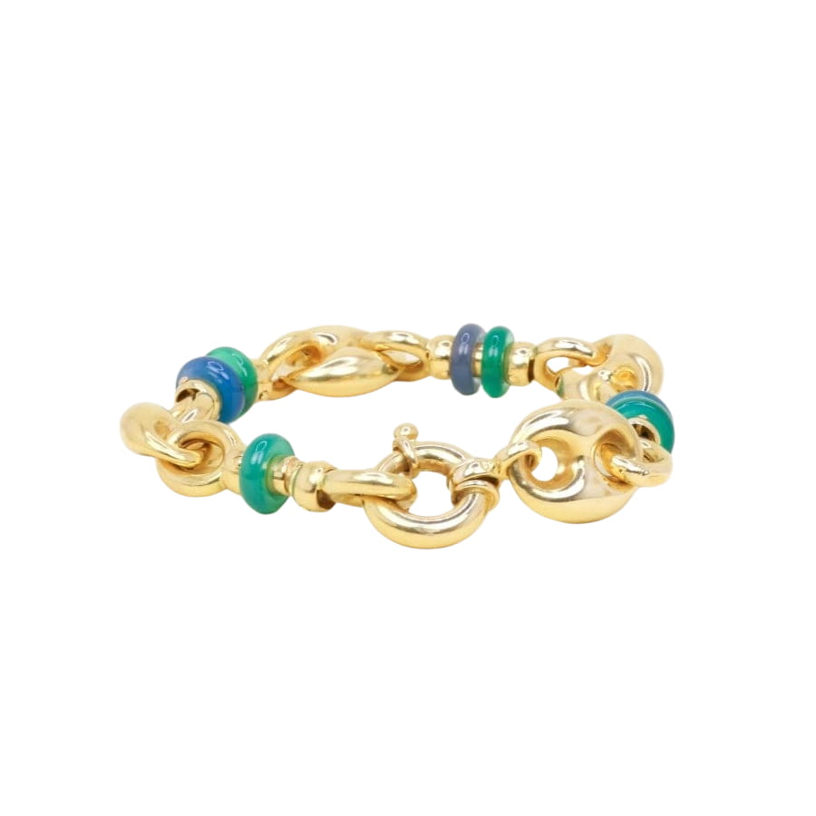 Bracelet maille grain de café or jaune agate - Castafiore