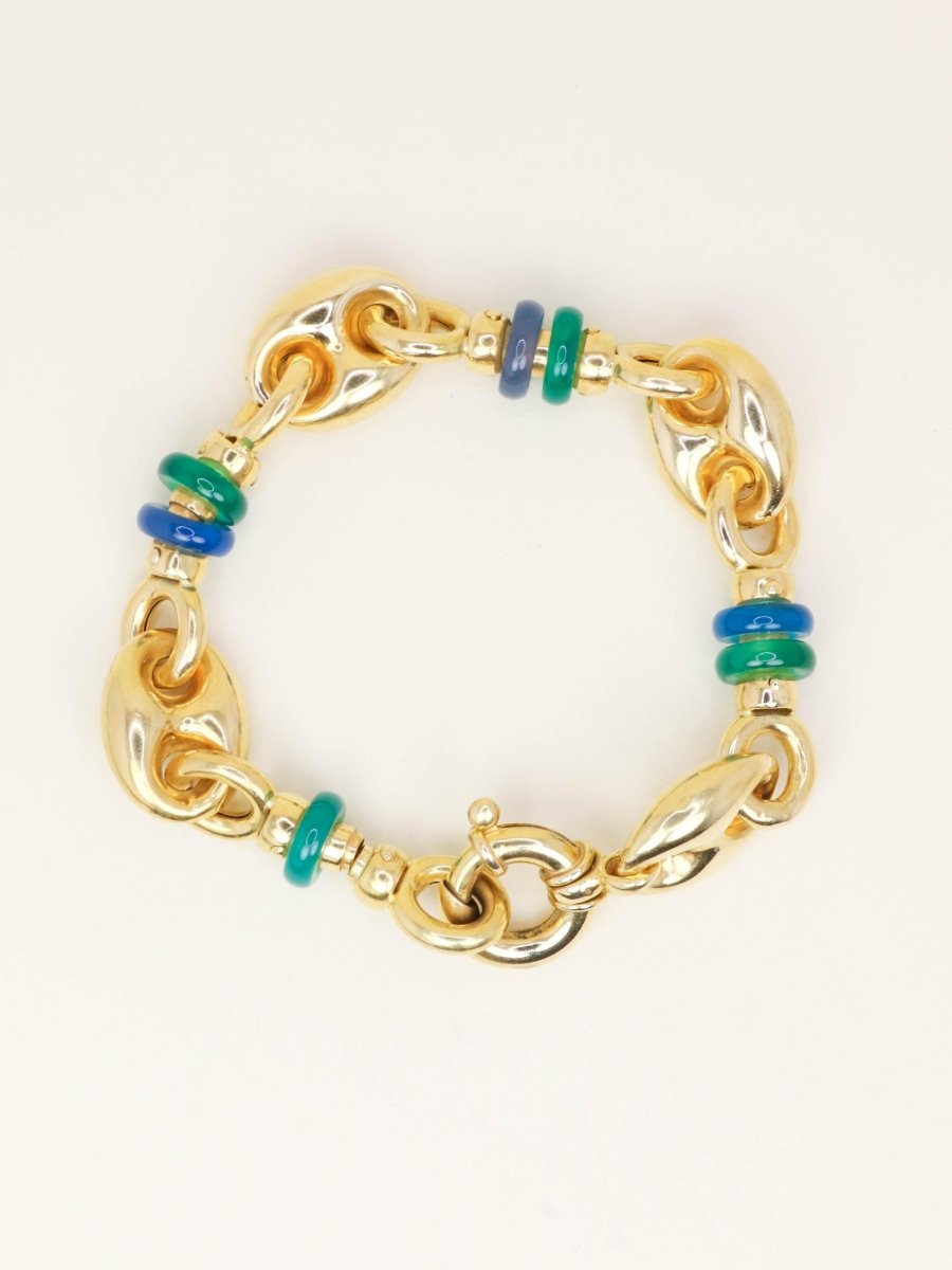 Bracelet maille grain de café or jaune agate - Castafiore