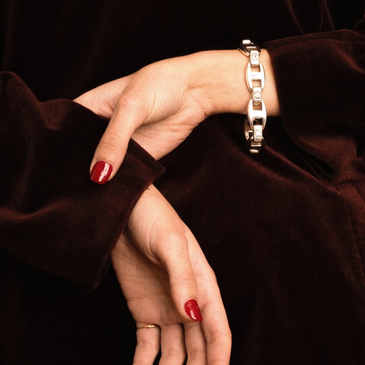 Bracelet Maille HERMÈS "Cassiopée" en argent et saphirs - Castafiore