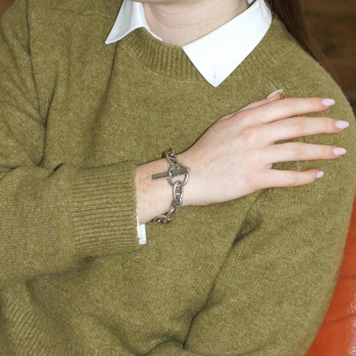 Bracelet Maille HERMÉS "Chaîne d'ancre" en argent - Castafiore