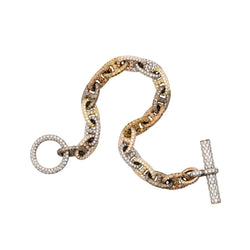 Bracelet Maille HERMÈS "Chaîne d'ancre" en or blanc, or jaune, or rose et diamants - Castafiore