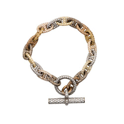 Bracelet Maille HERMÈS "Chaîne d'ancre" en or blanc, or jaune, or rose et diamants - Castafiore
