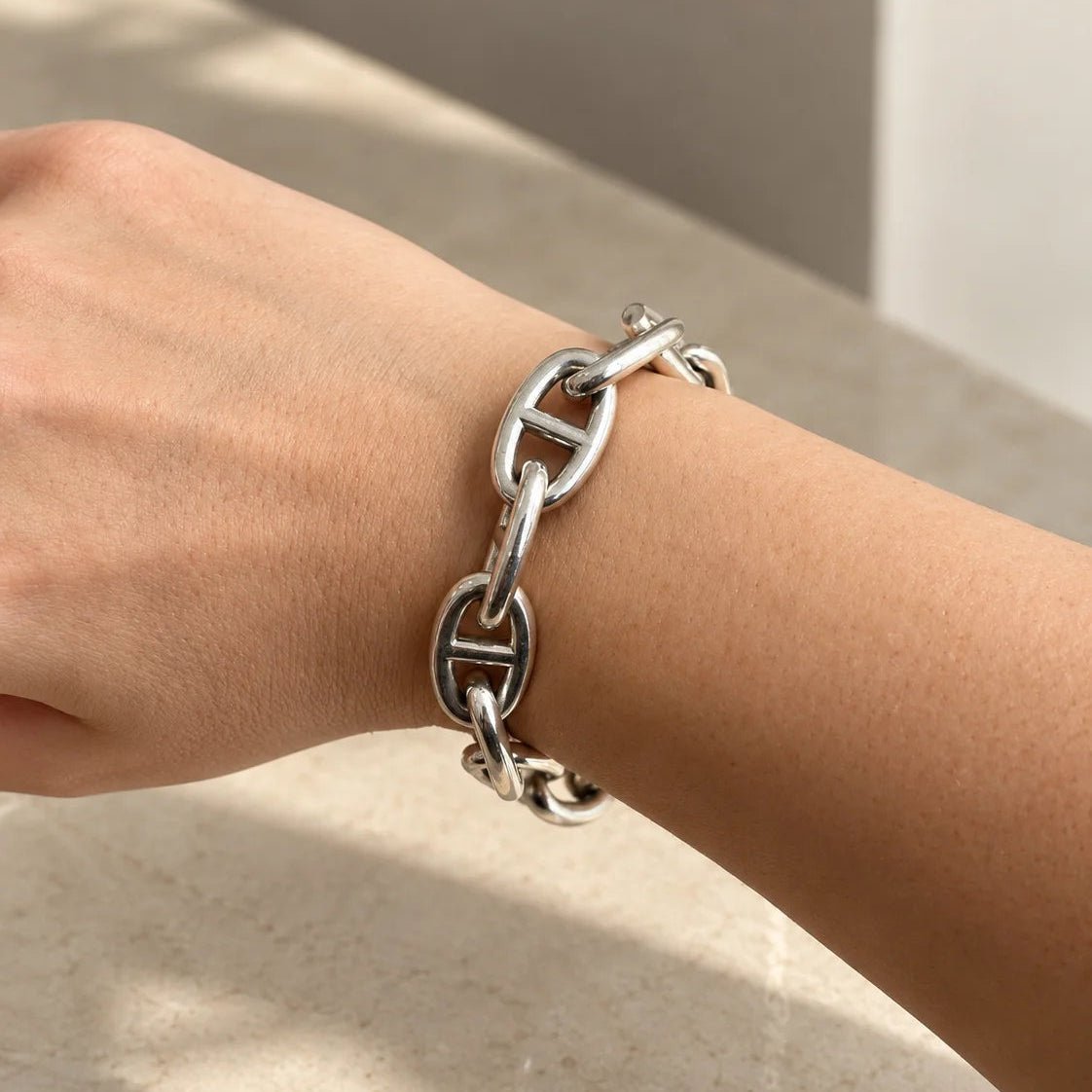 Bracelet Maille HERMÈS "Chaîne d'ancre" GM en argent - Castafiore