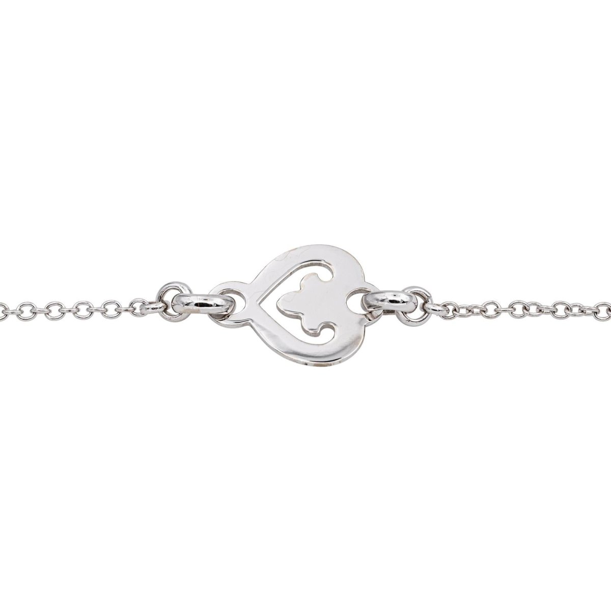 Bracelet Maille O.J. PERRIN "Coeur Légendes" en or blanc - Castafiore
