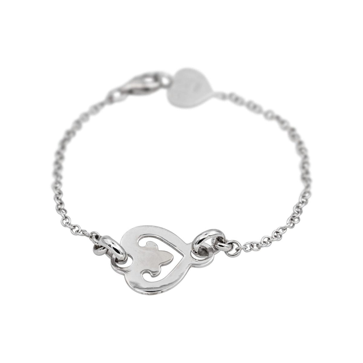 Bracelet Maille O.J. PERRIN "Coeur Légendes" en or blanc - Castafiore