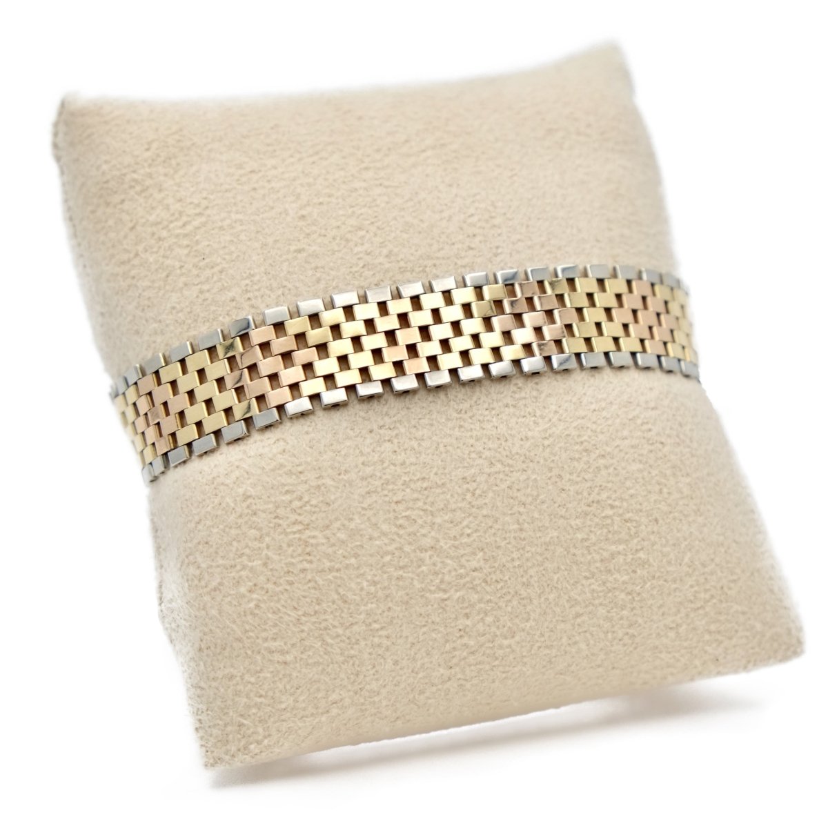 Bracelet maille plate en or jaune, or rose et or gris - Castafiore