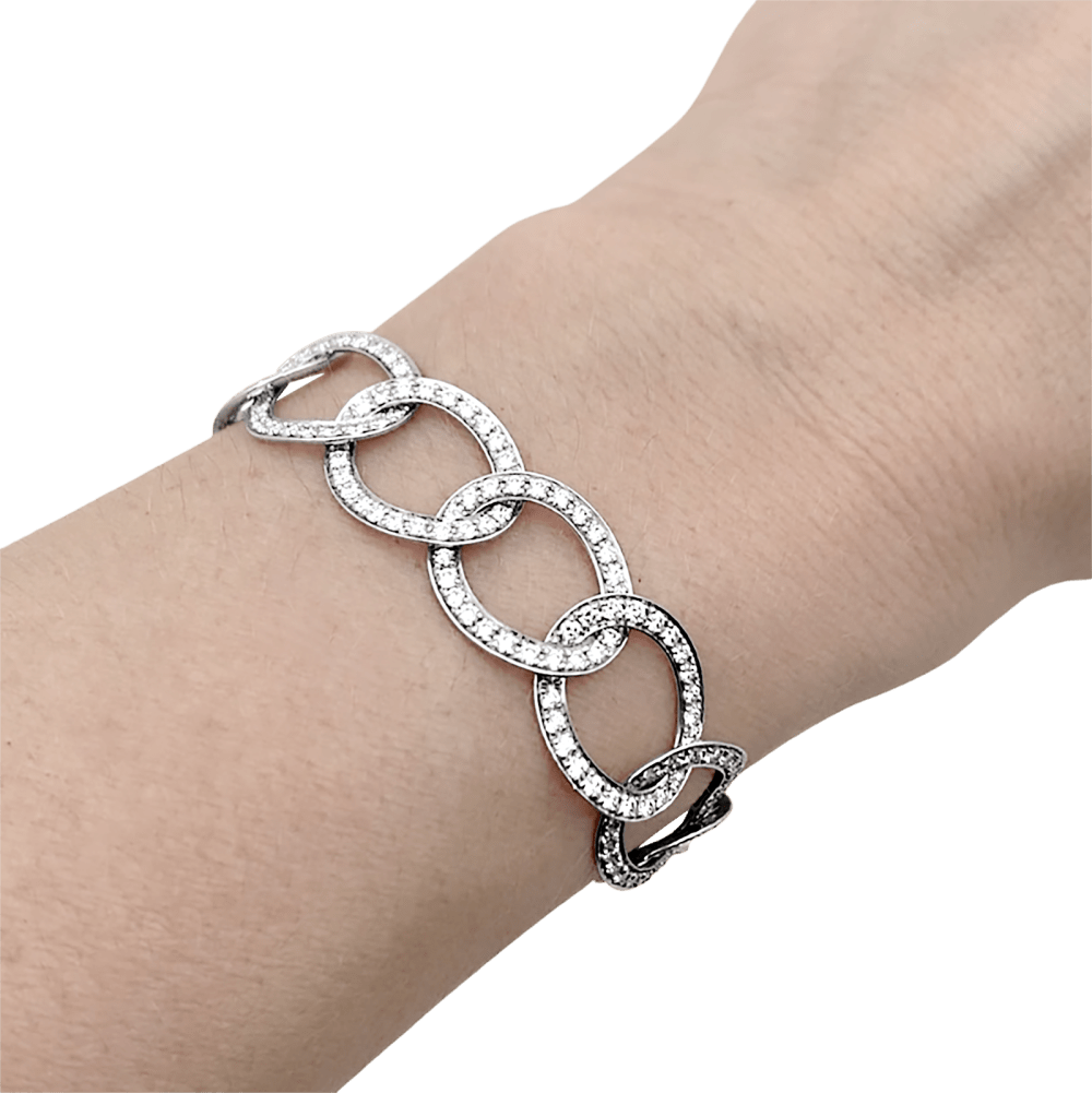 Bracelet Maille POMELLATO "Brera" en or blanc et diamants - Castafiore