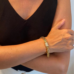 Bracelet Maille POMELLATO en or blanc, or jaune et diamants - Castafiore