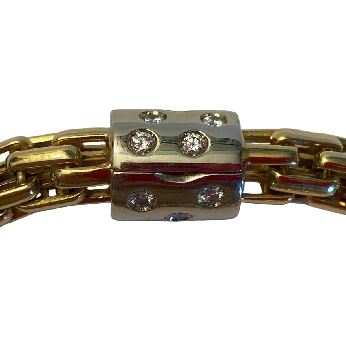 Bracelet Maille POMELLATO en or blanc, or jaune et diamants - Castafiore