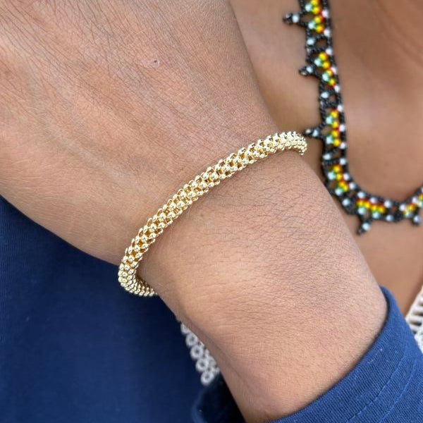 Bracelet maille pop - corn en or jaune - Castafiore