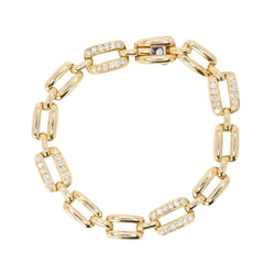 Bracelet maille rectangle en or jaune et diamants - Castafiore