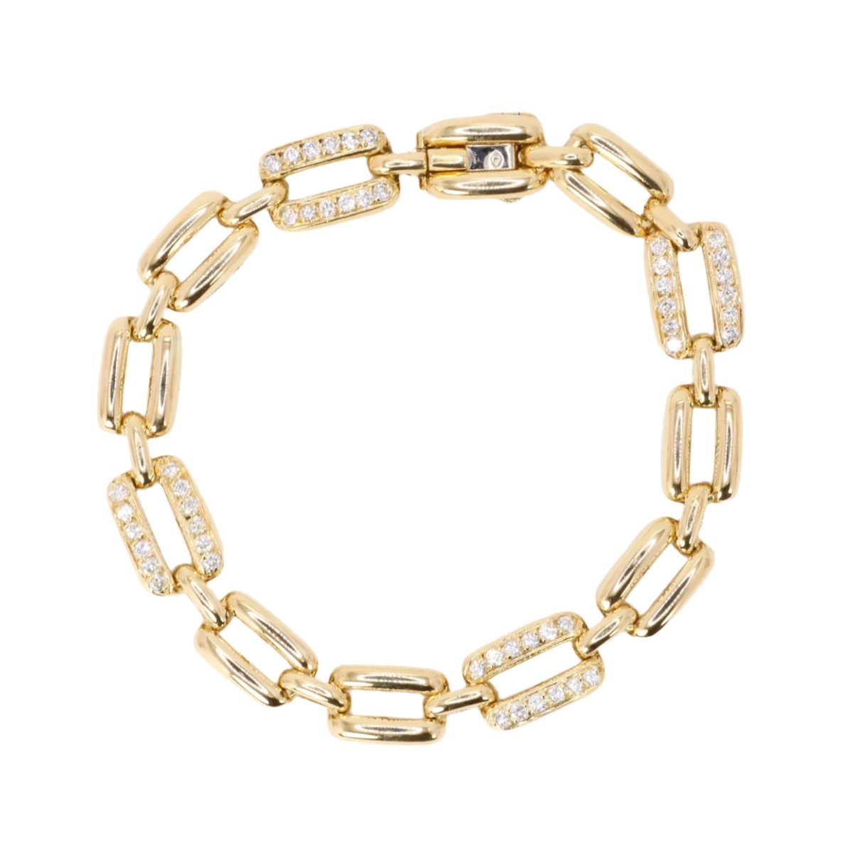 Bracelet maille rectangle en or jaune et diamants - Castafiore