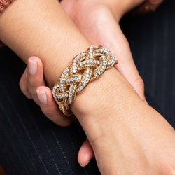 Bracelet Maille tressé BOUCHERON en or jaune et diamants - Castafiore