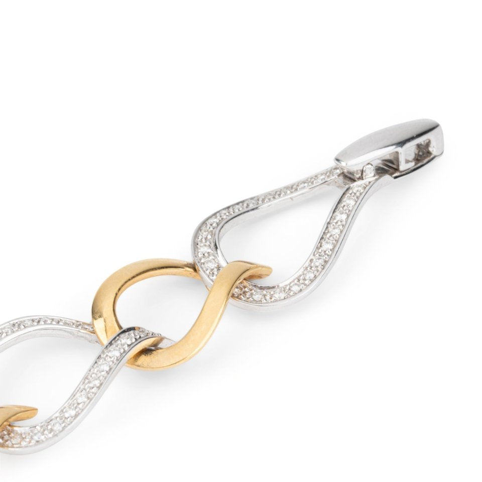 Bracelet maillons en or jaune, or blanc et diamants - Castafiore