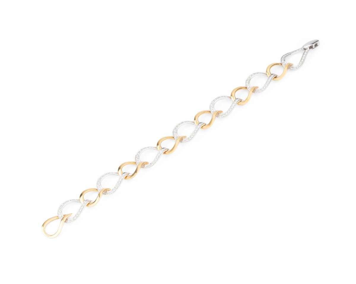 Bracelet maillons en or jaune, or blanc et diamants - Castafiore