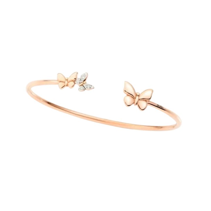 Bracelet Manchette DODO "Papillon" en or rose et diamants - Castafiore