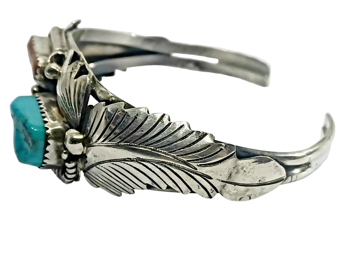 Bracelet Manchette en argent, turquoise et corail - Castafiore