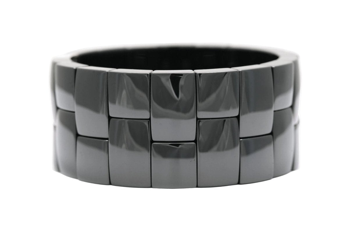 Bracelet Manchette en or blanc, céramique et diamants - Castafiore