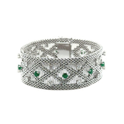 Bracelet Manchette en or blanc, émeraudes et diamants - Castafiore
