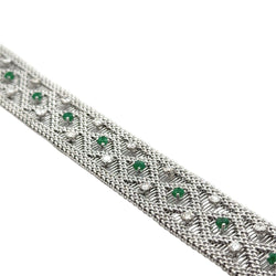 Bracelet Manchette en or blanc, émeraudes et diamants - Castafiore