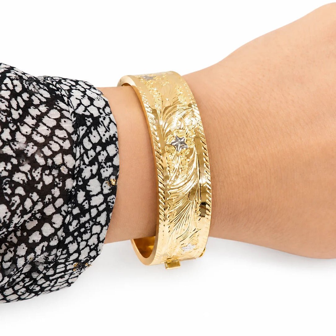 Bracelet Manchette en or blanc et or jaune - Castafiore