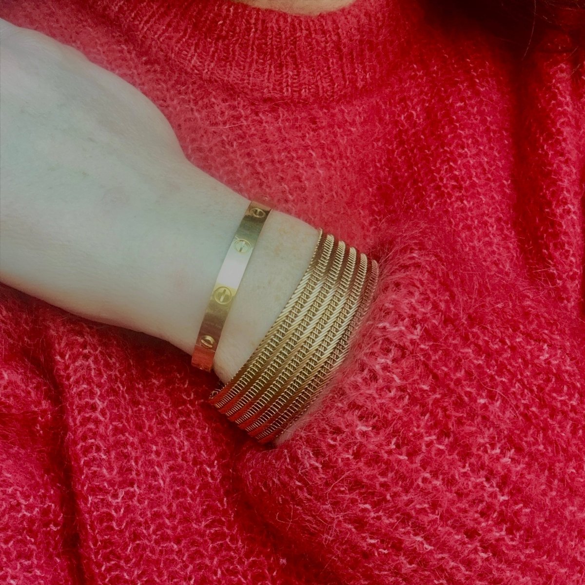 Bracelet manchette en or jaune - Castafiore
