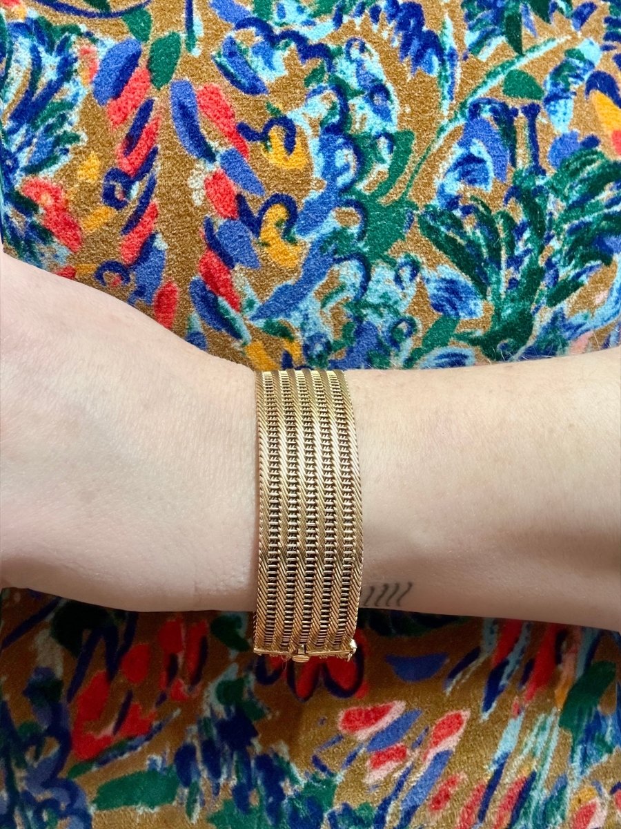 Bracelet manchette en or jaune - Castafiore