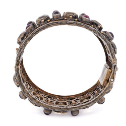 Bracelet Manchette en or jaune, argent, béryls et grenats - Castafiore
