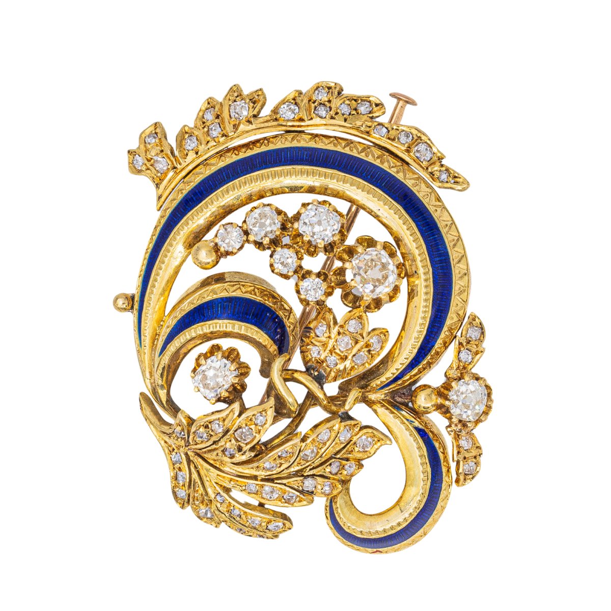 Bracelet Manchette en or jaune, émail et diamant - Castafiore