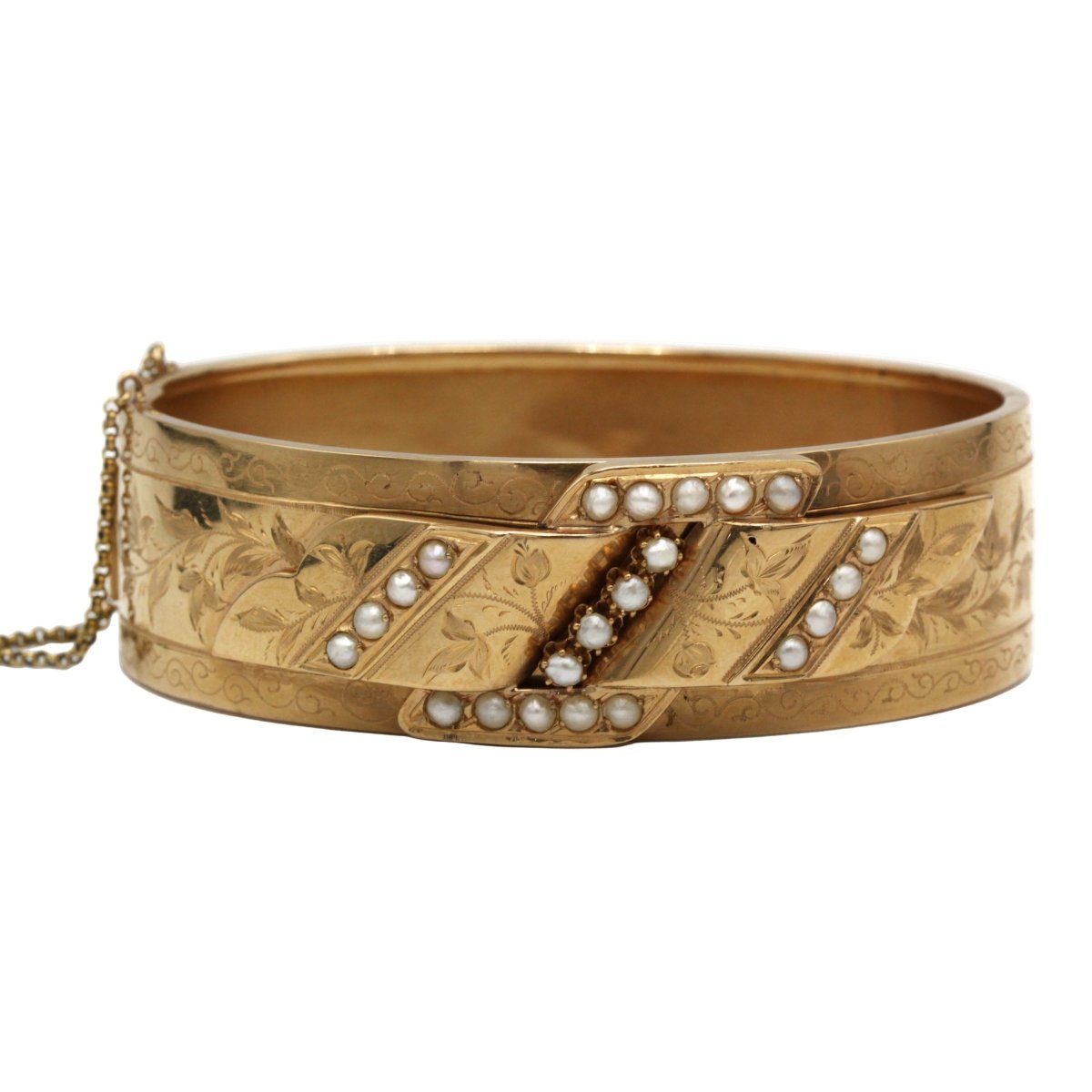 Bracelet Manchette en or jaune et perles - Castafiore