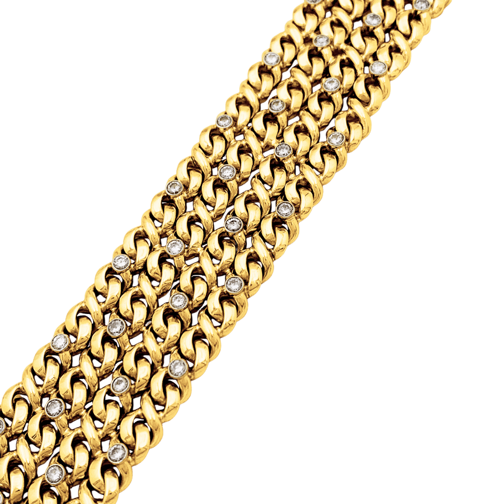 Bracelet Manchette en or jaune, platine et diamants - Castafiore